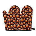 Black Basketball Pattern Print Oven Mitts