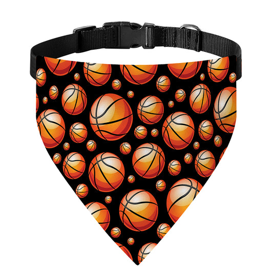 Black Basketball Pattern Print Over The Collar Dog Bandana