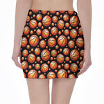 Black Basketball Pattern Print Pencil Mini Skirt