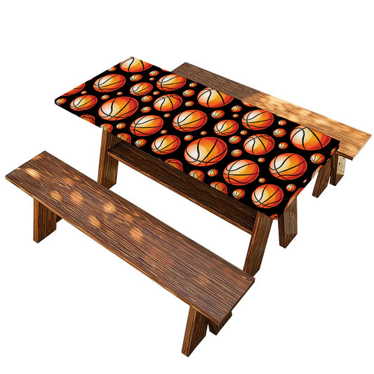 Black Basketball Pattern Print Picnic Table Cover