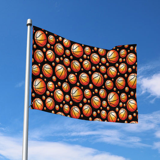 Black Basketball Pattern Print Polyester Flag