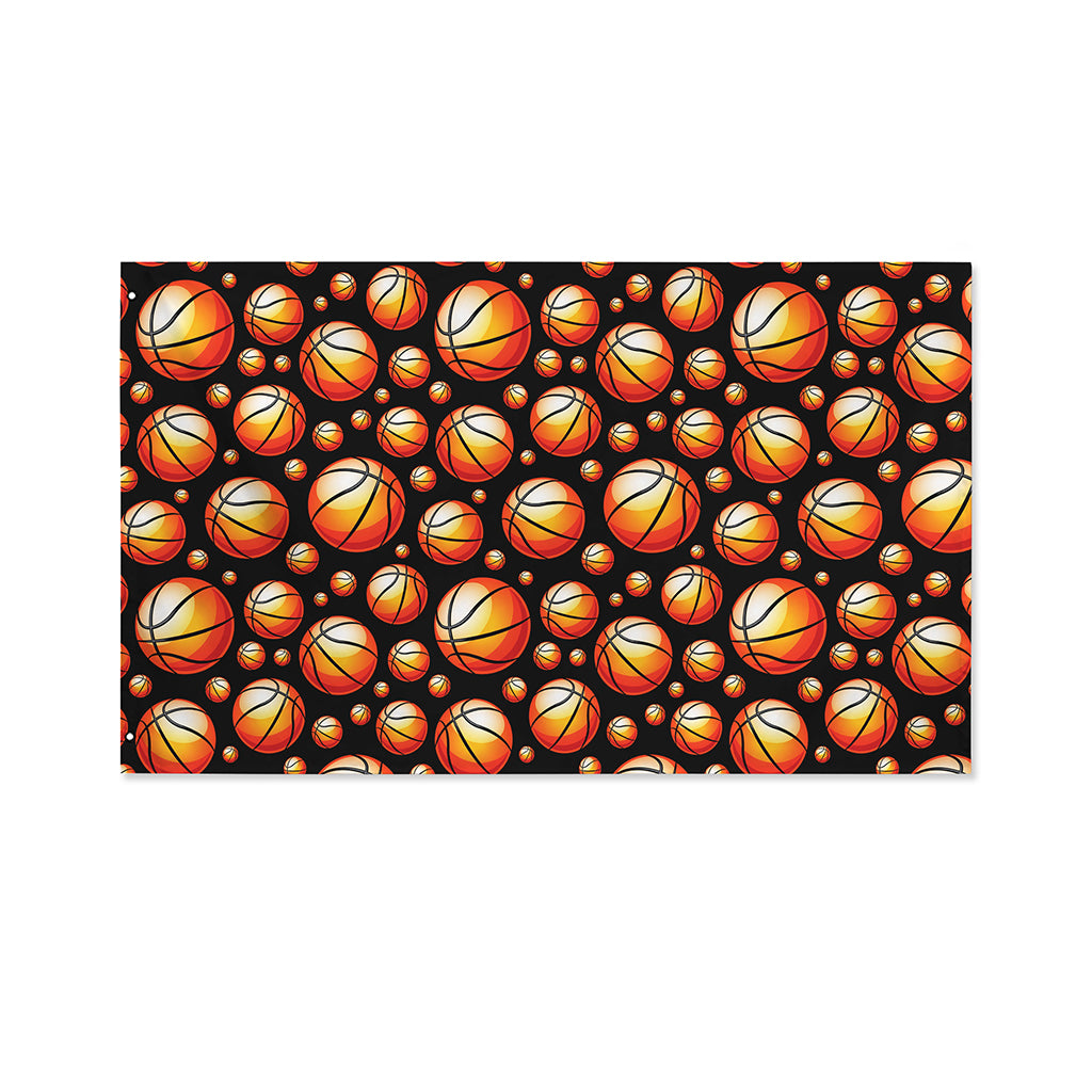 Black Basketball Pattern Print Polyester Flag