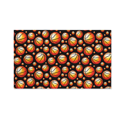 Black Basketball Pattern Print Polyester Flag