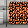 Black Basketball Pattern Print Polyester Shower Curtain