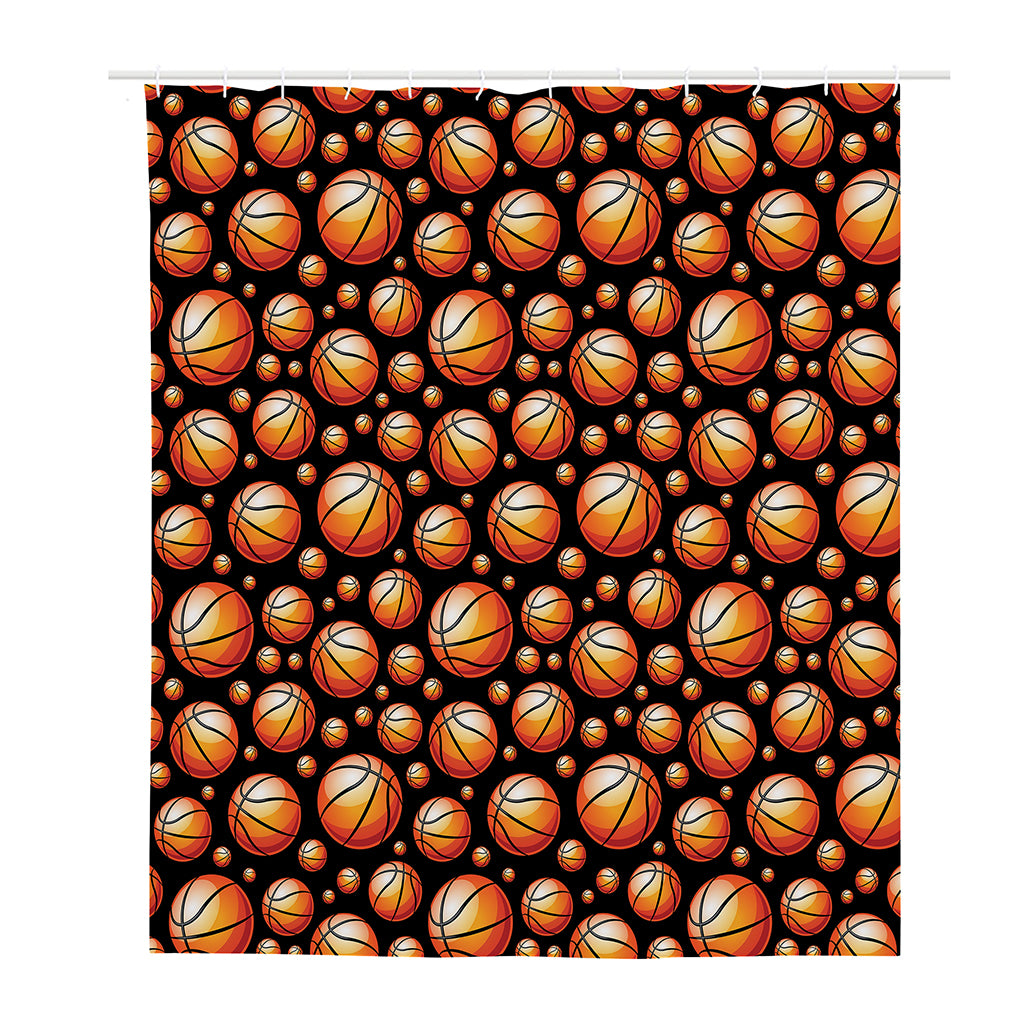 Black Basketball Pattern Print Polyester Shower Curtain