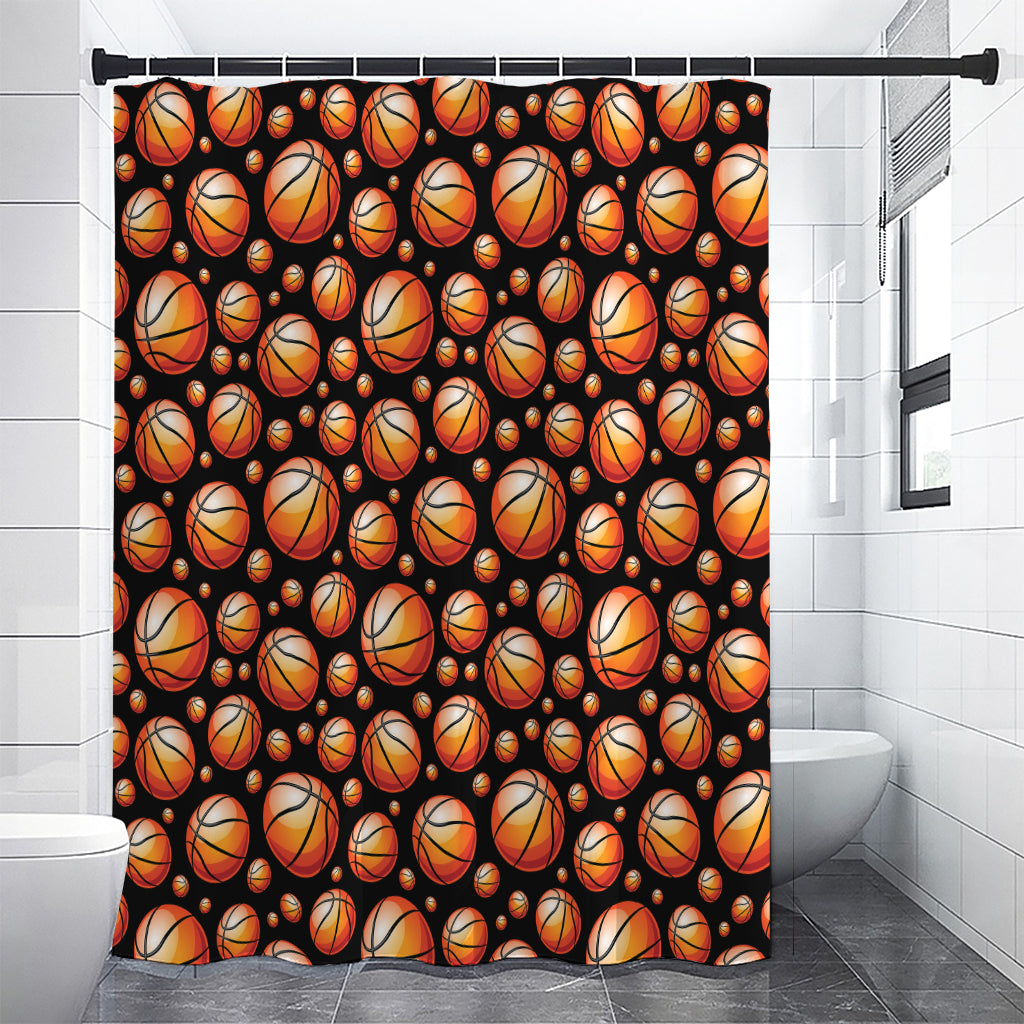 Black Basketball Pattern Print Premium Shower Curtain