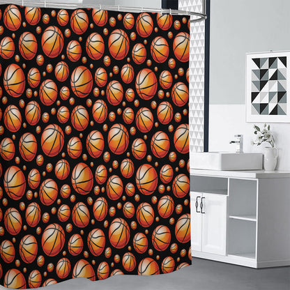 Black Basketball Pattern Print Premium Shower Curtain