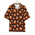 Black Basketball Pattern Print Rayon Hawaiian Shirt