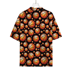Black Basketball Pattern Print Rayon Hawaiian Shirt