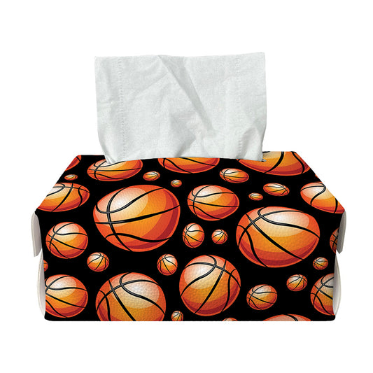 Black Basketball Pattern Print Rectangle Tissue Box Cover