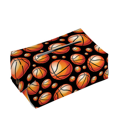 Black Basketball Pattern Print Rectangle Tissue Box Cover