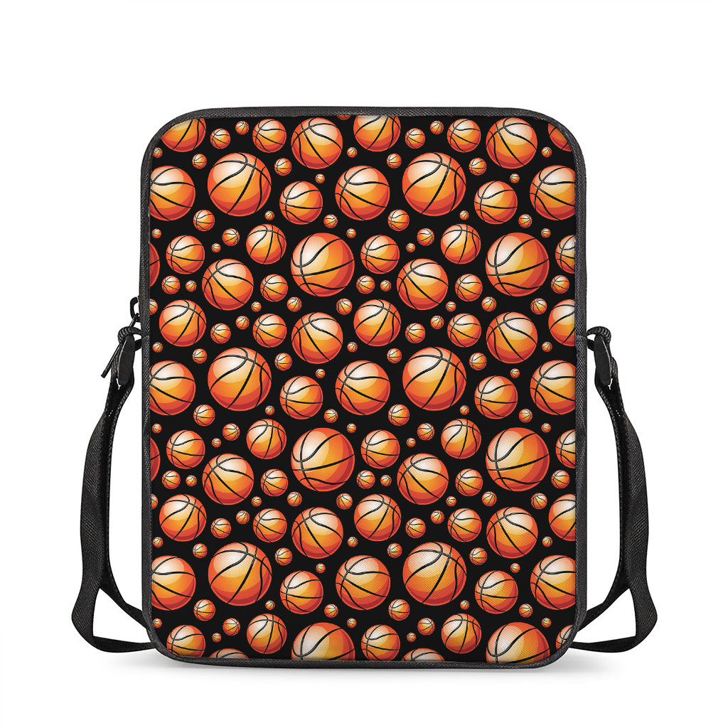 Black Basketball Pattern Print Rectangular Crossbody Bag