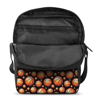 Black Basketball Pattern Print Rectangular Crossbody Bag
