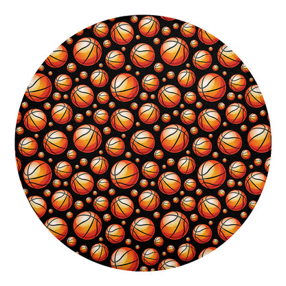 Black Basketball Pattern Print Round Blanket