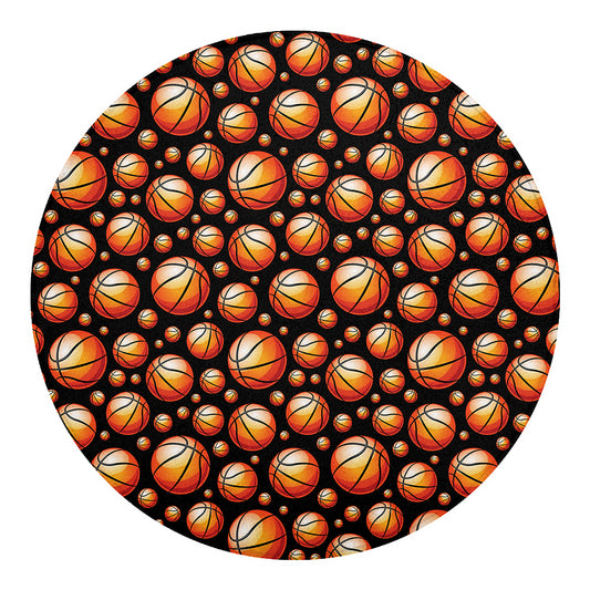 Black Basketball Pattern Print Round Blanket