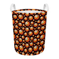 Black Basketball Pattern Print Round Laundry Basket
