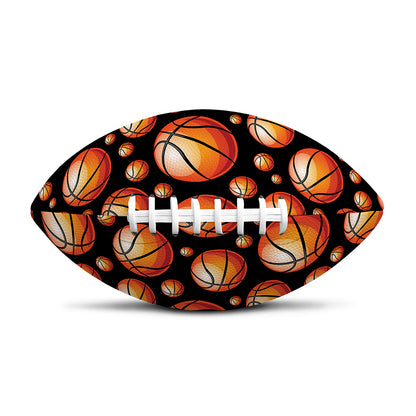 Black Basketball Pattern Print Rugby Ball
