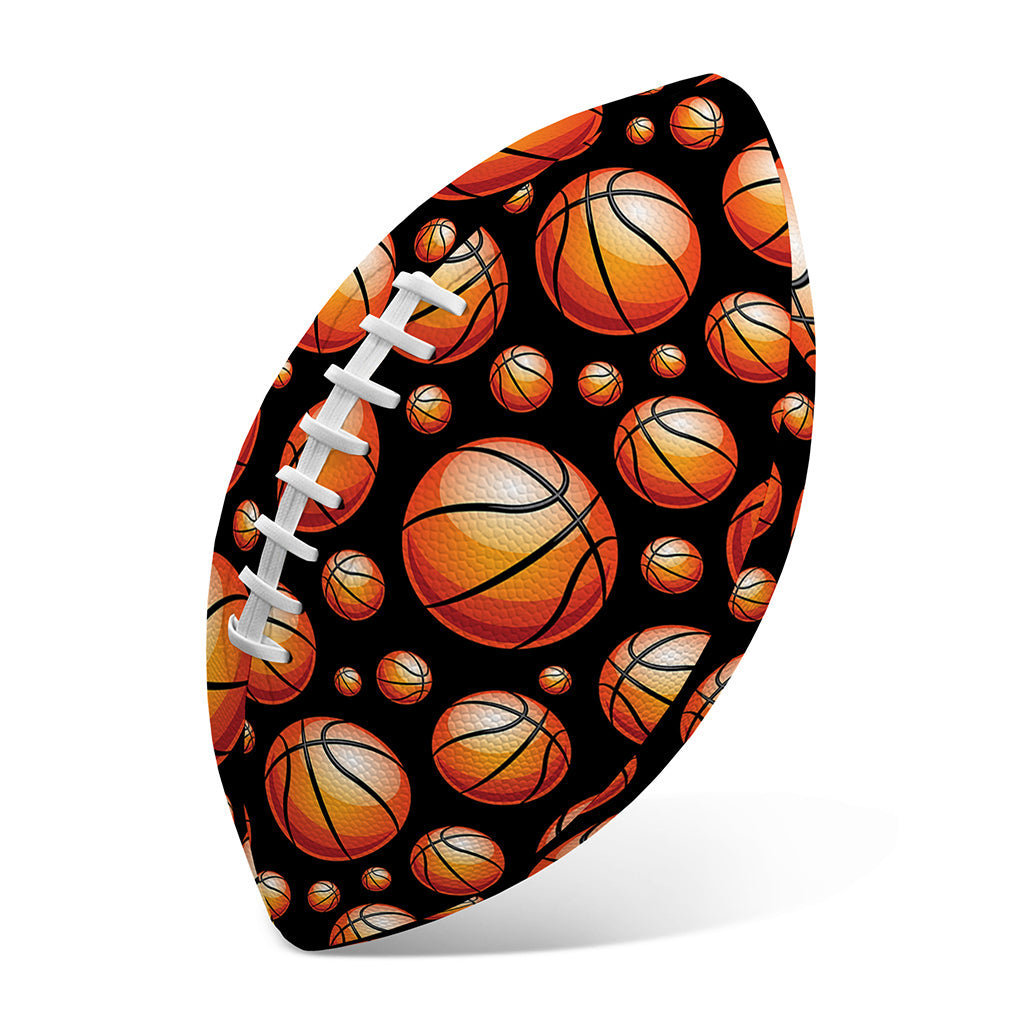 Black Basketball Pattern Print Rugby Ball