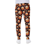 Black Basketball Pattern Print Scuba Joggers