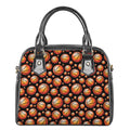 Black Basketball Pattern Print Shoulder Handbag