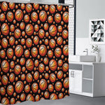 Black Basketball Pattern Print Shower Curtain