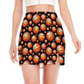 Black Basketball Pattern Print Side Slit Mini Skirt