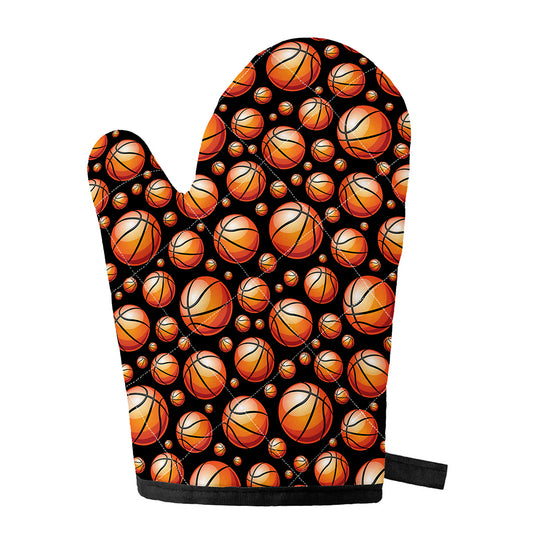 Black Basketball Pattern Print Single Oven Mitt