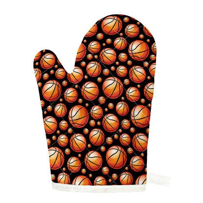 Black Basketball Pattern Print Single Oven Mitt