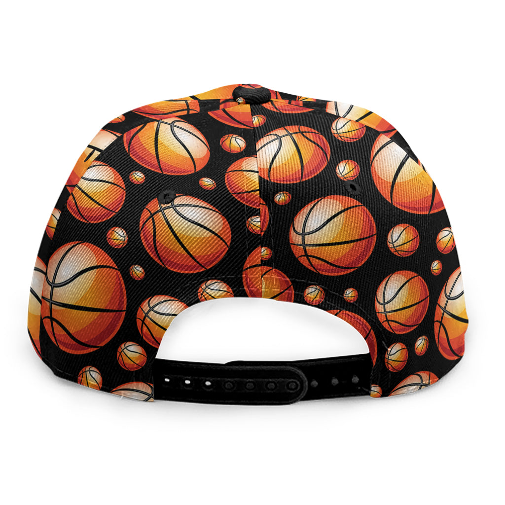 Black Basketball Pattern Print Snapback Cap