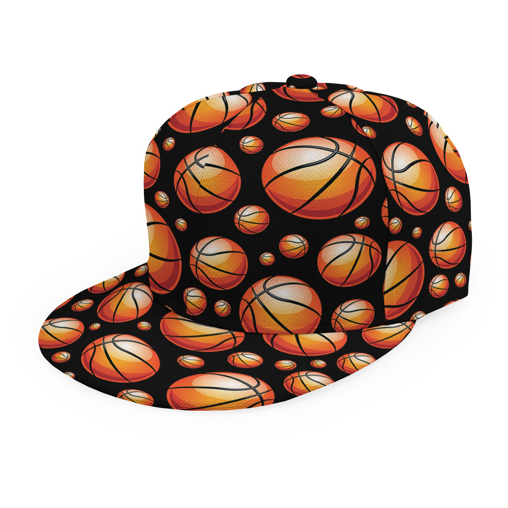 Black Basketball Pattern Print Snapback Cap