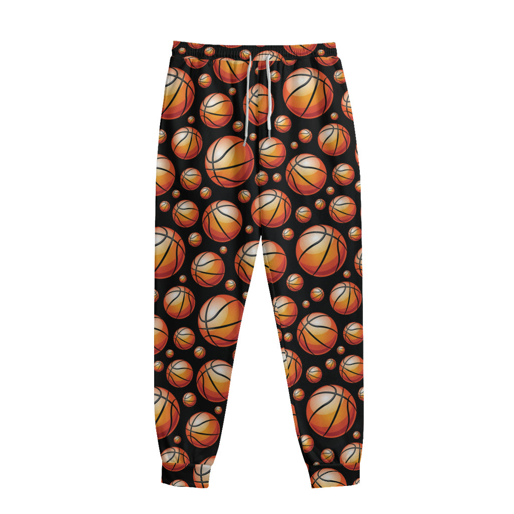 Black Basketball Pattern Print Sweatpants