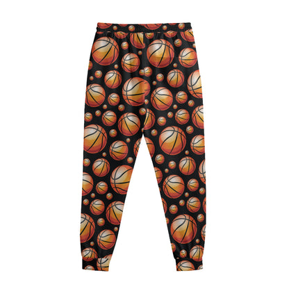 Black Basketball Pattern Print Sweatpants