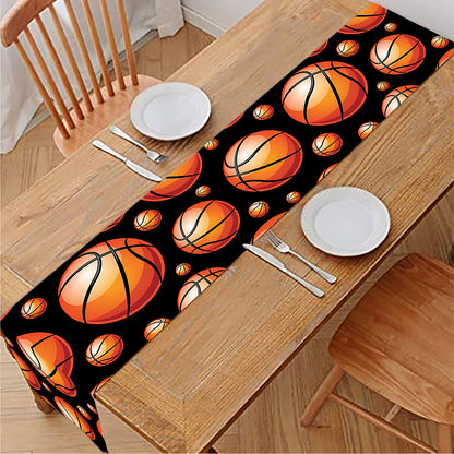 Black Basketball Pattern Print Table Runner