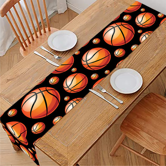 Black Basketball Pattern Print Table Runner