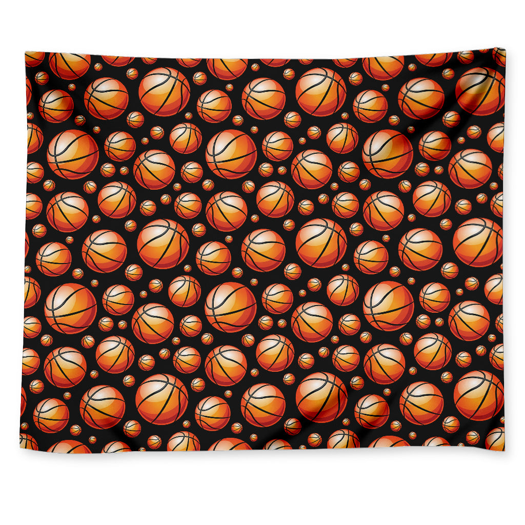 Black Basketball Pattern Print Tapestry