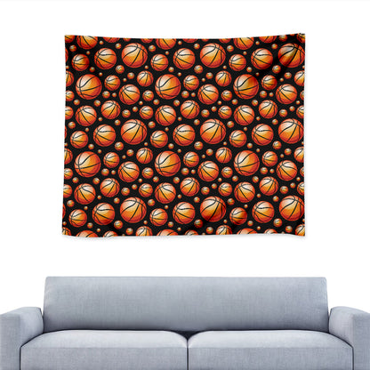 Black Basketball Pattern Print Tapestry