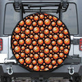Black Basketball Pattern Print Tire Cover