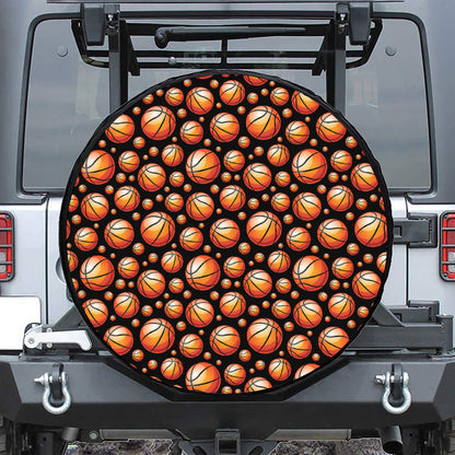 Black Basketball Pattern Print Tire Cover