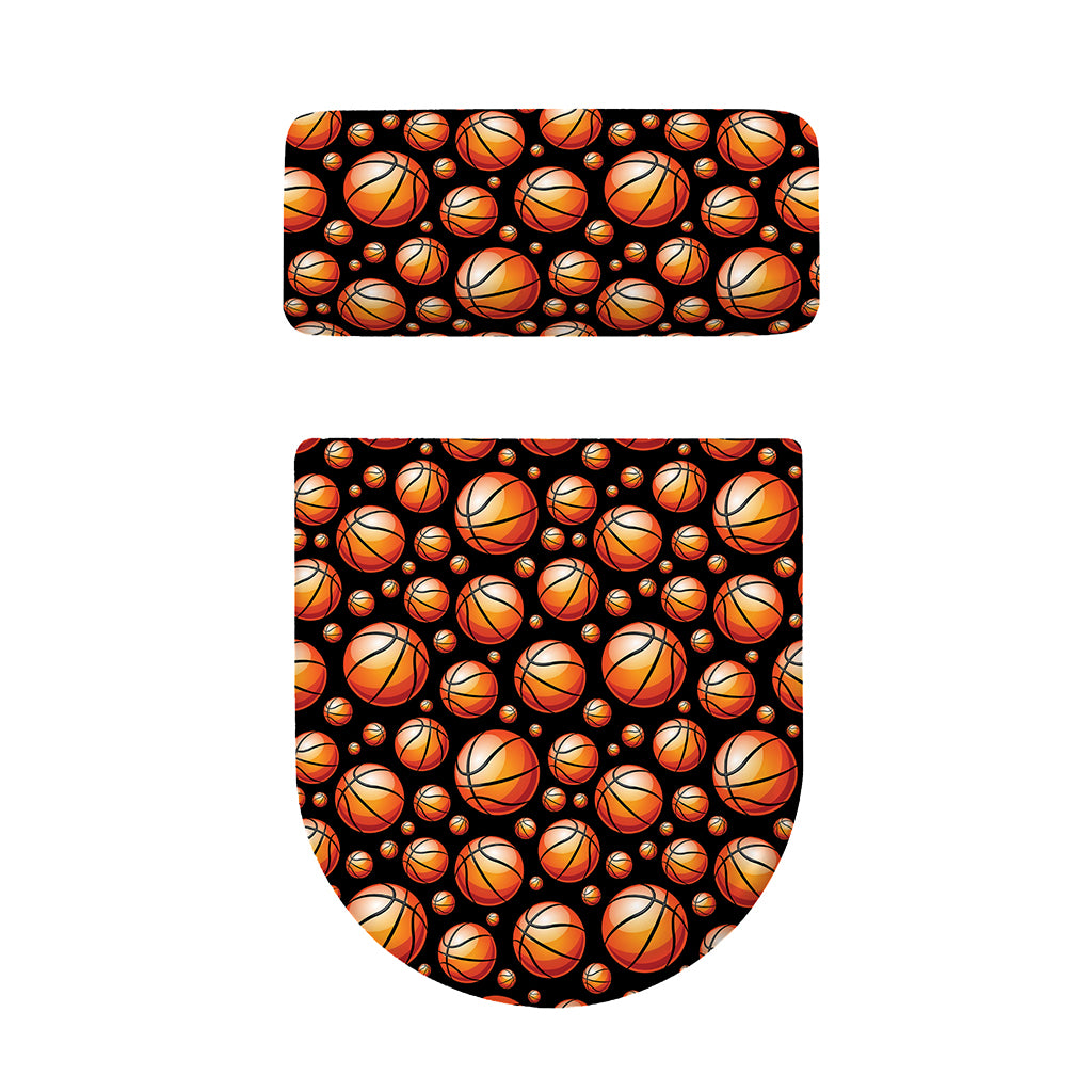 Black Basketball Pattern Print Toilet Lid And Tank Cover Set