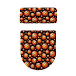 Black Basketball Pattern Print Toilet Lid And Tank Cover Set