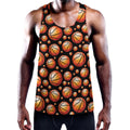 Black Basketball Pattern Print Men's Workout Tank Top