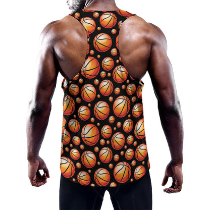 Black Basketball Pattern Print Training Tank Top