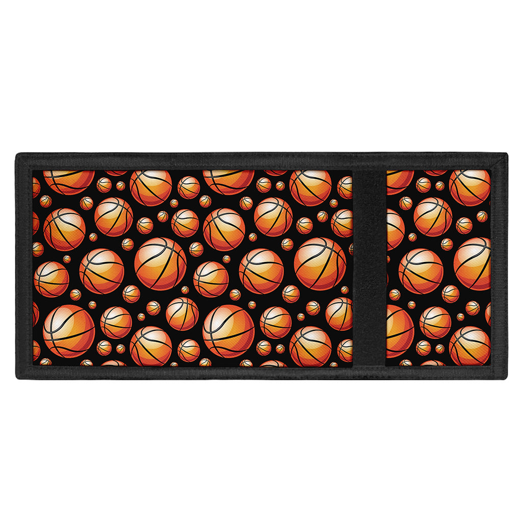Black Basketball Pattern Print Trifold Wallet