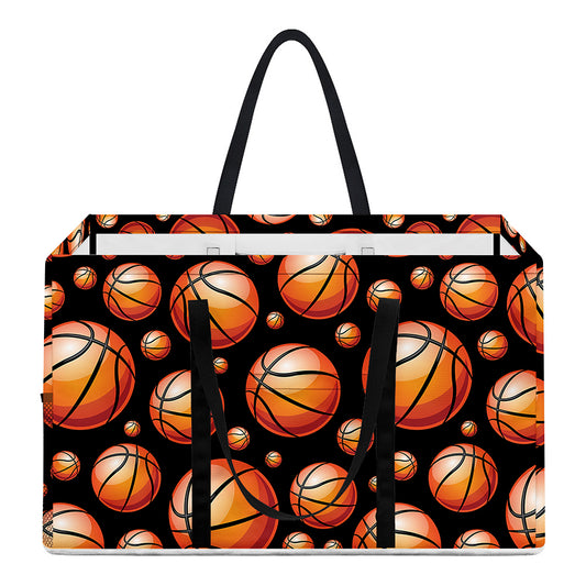 Black Basketball Pattern Print Utility Tote Bag