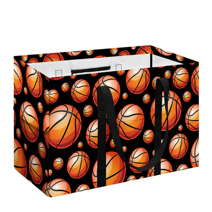 Black Basketball Pattern Print Utility Tote Bag