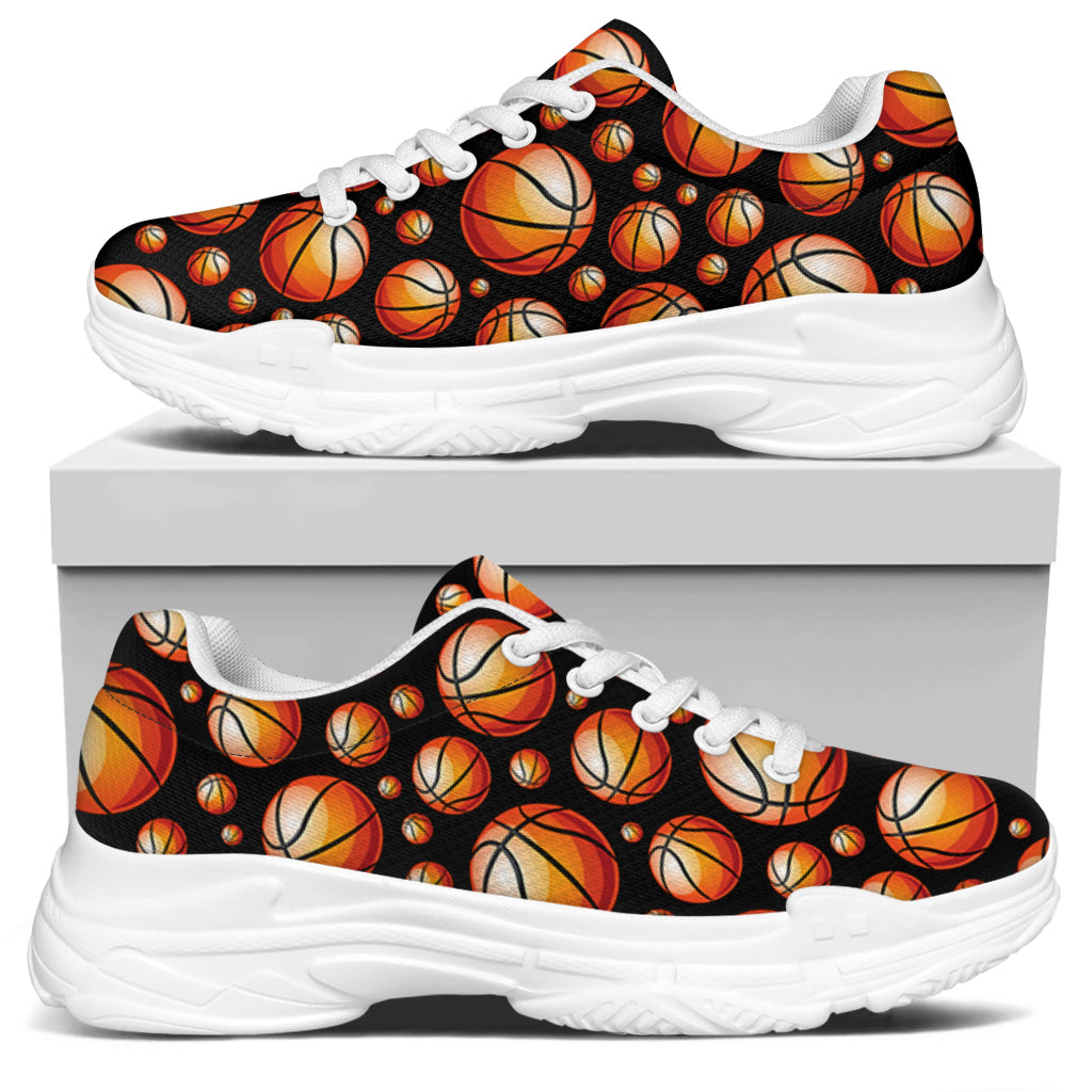 Black Basketball Pattern Print White Chunky Shoes