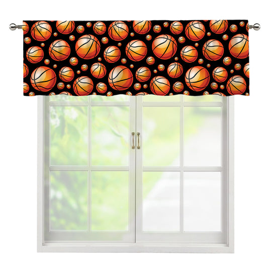 Black Basketball Pattern Print Window Valance