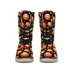 Black Basketball Pattern Print Winter Boots