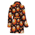 Black Basketball Pattern Print Women's Bathrobe