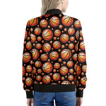 Black Basketball Pattern Print Women's Bomber Jacket
